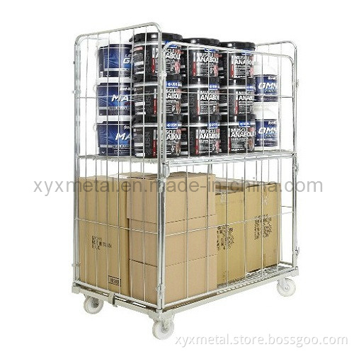 Foldable Roll Container Trolley Metal Wire Mesh Storage Cage